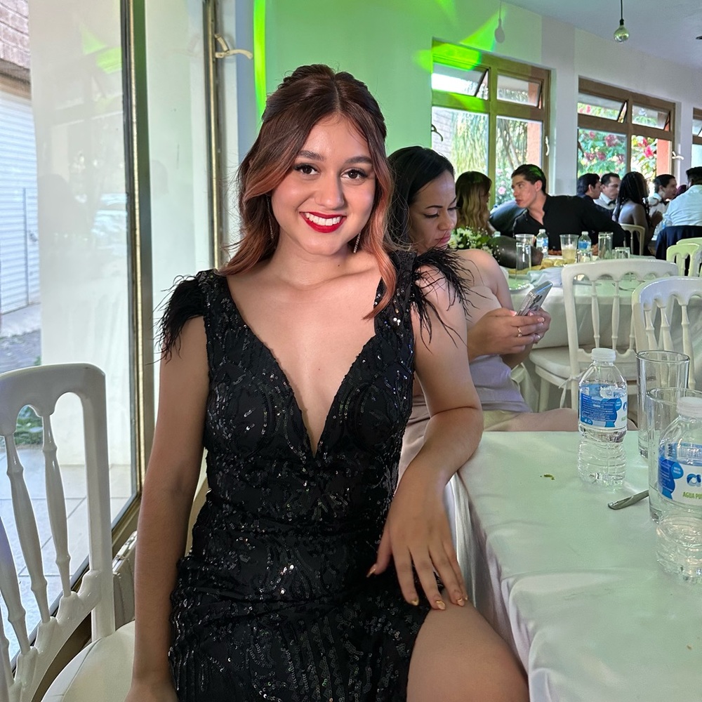 Sequins Shoulder Feather Dress